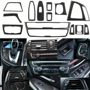 13pcs Real Carbon Fiber Interior Trim Covers for BMW 3/4 Series F30 F34 (2013-2018) - Fit Luxury Car Accessories, High-Quality 3K Carbon Fiber & Expoy, Easy Installation, Scratch-Resistant Upgrade, Carbon Fiber Car Accessories, Vehicle Appearance Enhancem