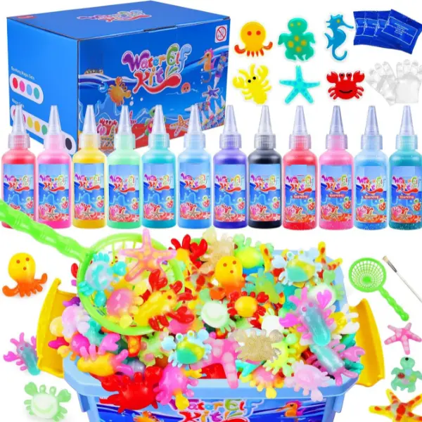 Summer Spring Gift Magic Water Elf Toy Kit, Aqua Fairy Water Gel Kit,Christmas Gifts for Kids Ages with 12 Gels and 6 Molds, DIY Squishy Maker Set, Kids Christmas Gifts, DIY Crafts for Boys and Girls Ages 3+