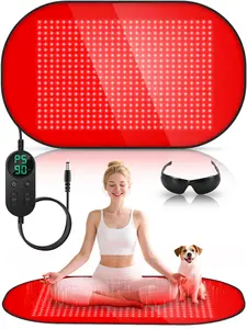 580 LEDs Large Red Light Therapy Mat for Body, 660nm & 850nm Near Infrared Light Therapy Pad with 10-90min Timer & Controller for for Back, Belly, Joint, Muscle, 80W 43.3”x26”