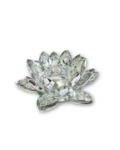 Lotus Crystal Tea-Light Candle Holder in Clear, Small