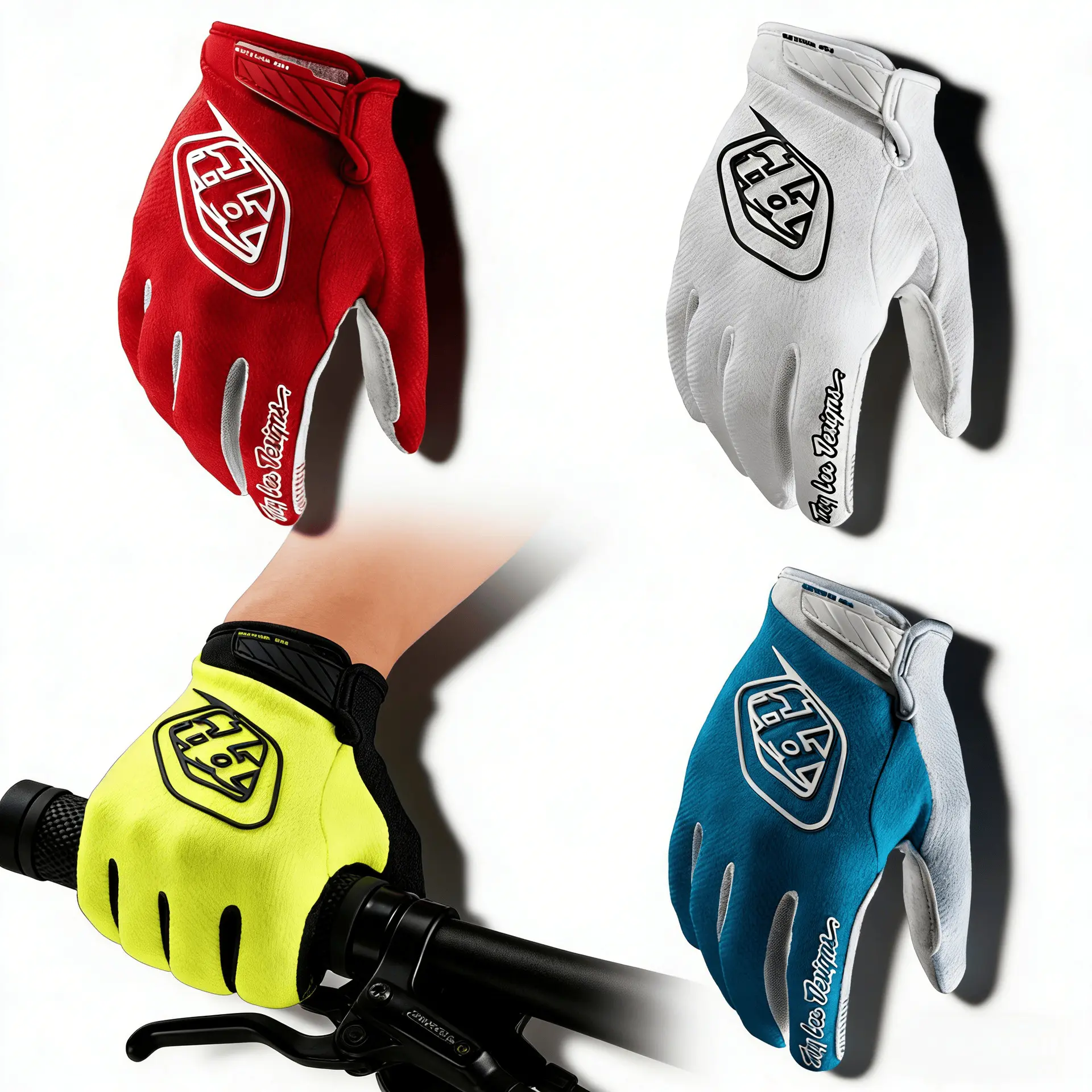 Athletic Sports Gloves - Full-Finger Polyester Protective Gloves with Hard Knuckle Protector for Bikers, Motocross, Blue-TLD, Full-Finger Protective Gloves