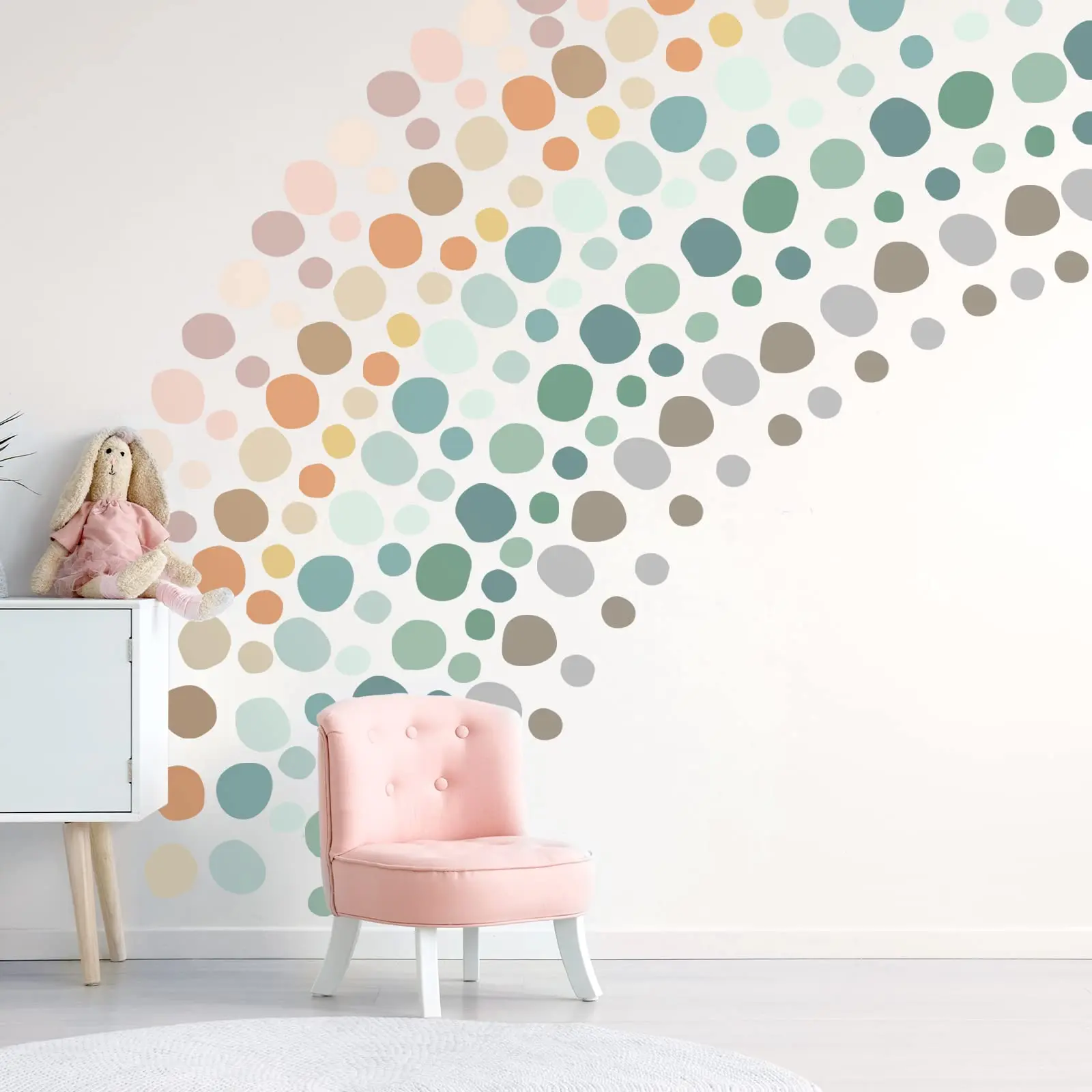 296 Polka Dots Wall Decal Boho Rainbow Playroom Decor Gifts  Colorful Room Bedroom Classroom Watercolor Art Peel And Stick Modern Sticker(light Colors)