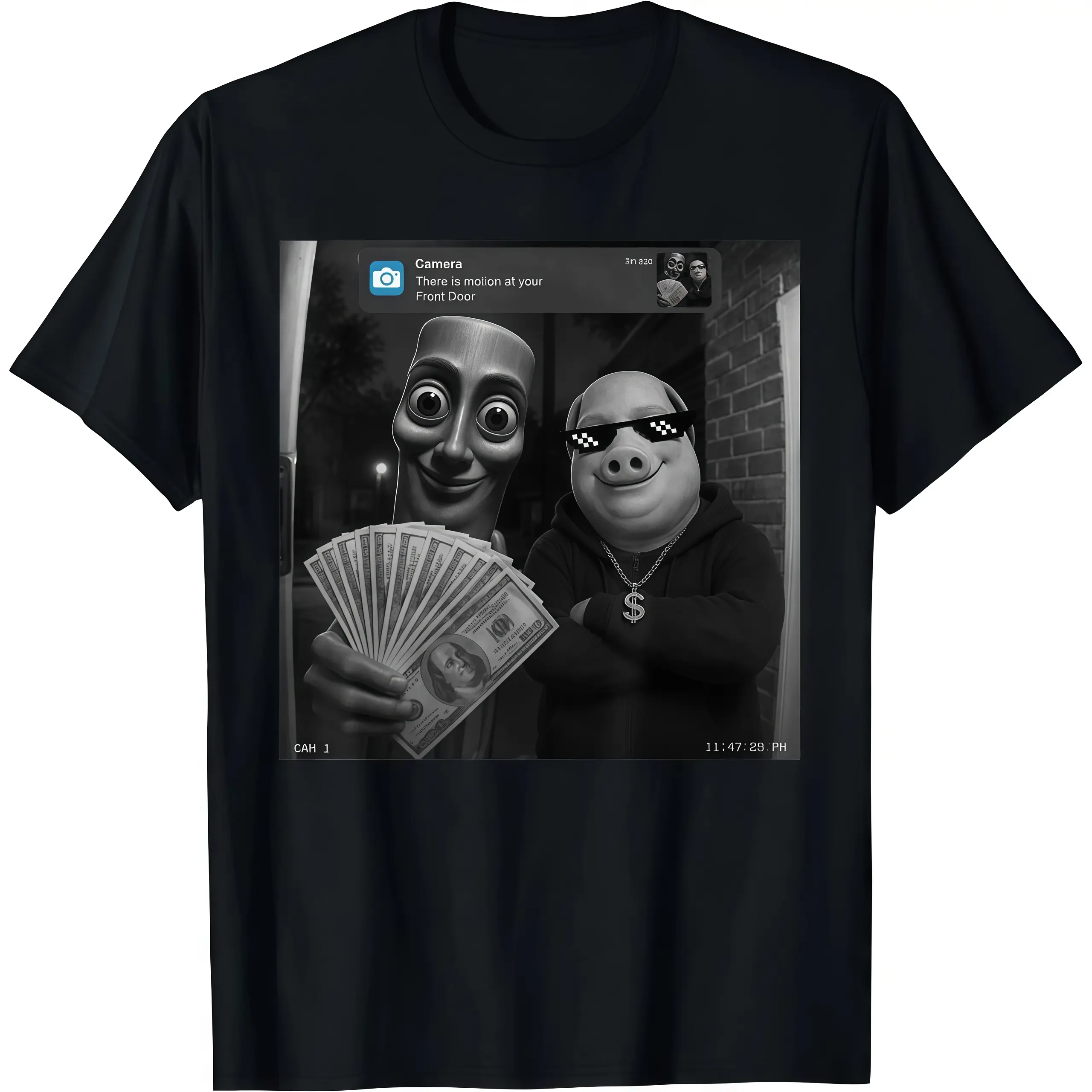 There is Motion at Your Front Door Tung Tung Tung Sahur John Pork Meme Brainrot T-Shirt Funny Graphic Tees Casual Cotton Menswear Crew Neck Graphic Print Tee Top Womenswear Streetwear Tshirt