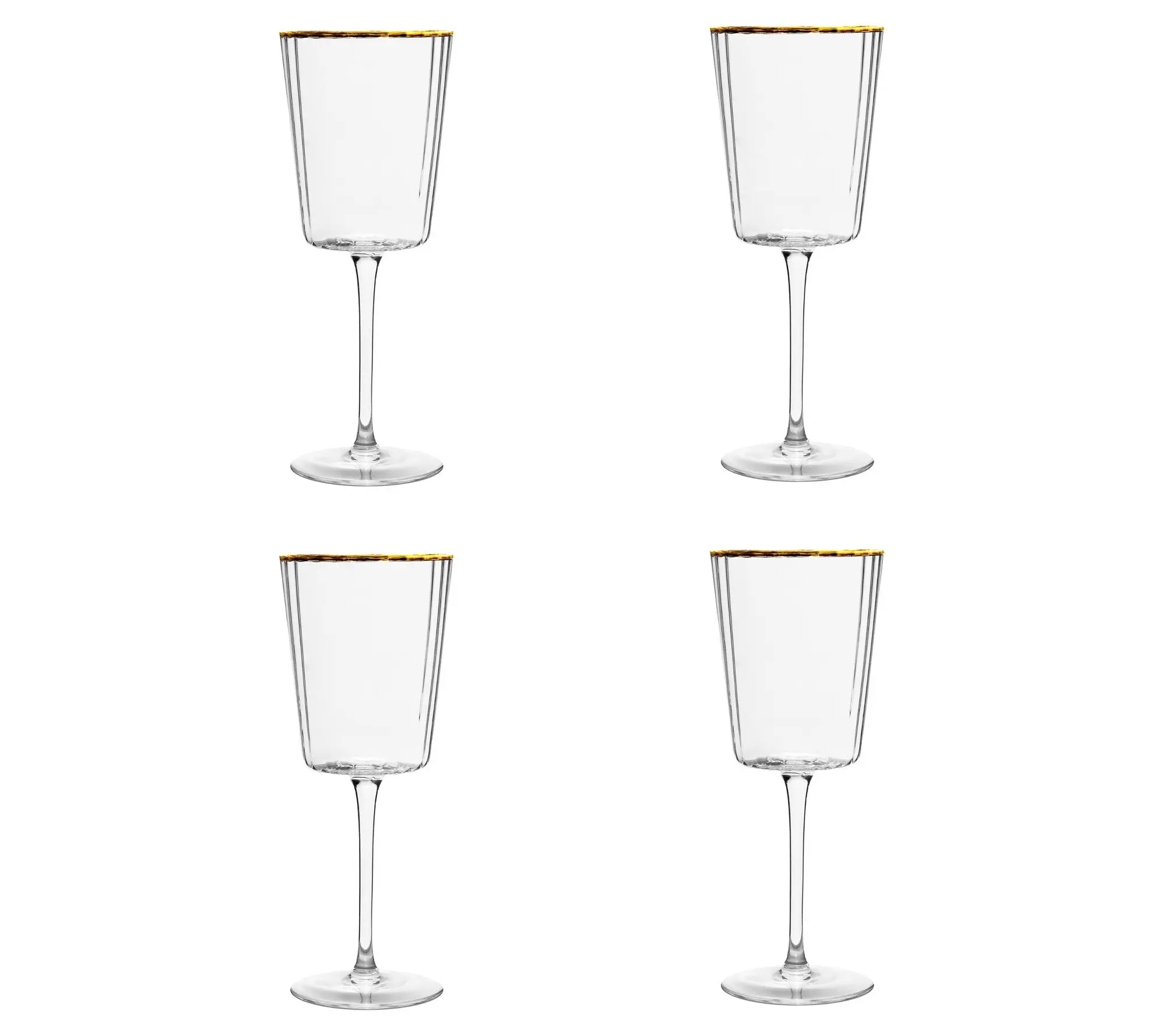 10 Strawberry Street Set of 4 Grace Gold Rim White Wine