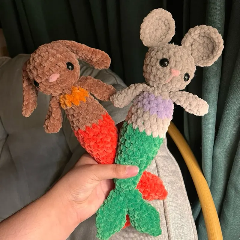 Handmade crochet mermaid bunny or mouse plush toy