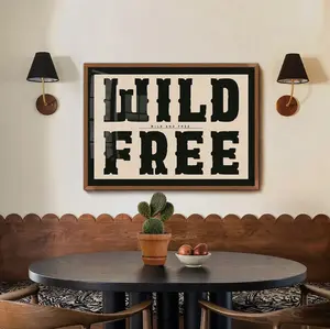 Wild and Free Typography Art Print - Southwestern Wall Art Cowboy Poster & Modern Farmhouse Decor - Ranch Wall Art Decoration Artistic