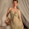 Women's Sexy Style Lace Halter Sleeveless Transparent Sheer Sleepwear Dress Set, Fitted Floral Pattern Underwear, Elegant Sleeveless Nightgown Home Clothing Loungewear Sleep Slip Dress for All Seasons Nightwear Loungewear