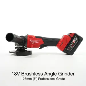 Milwaukee 125mm Brushless Angle Grinder – 18V, M14 Spindle, 3500-8500 RPM Variable Speed – Paddle Switch for Metal Cutting & Grinding on Job Sites,summervibes