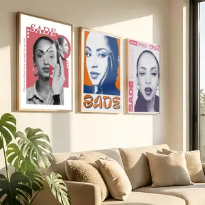 Legendary Singer S-Sade Poster Peel & Stick Poster Set Wall Art – Self-Adhesive Aesthetic Room Decor | Gallery-Quality Waterproof Fade & Scratch Resistant Prints | Living Room, Bedroom, Dorm Home Decoration Multiple Sizes