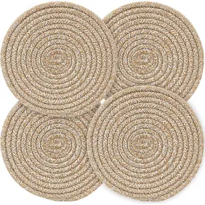 4 Pcs Pot Holders Trivets Set 100% Pure Cotton Thread Weave Kitchen Potholders 7.9 Inches Heat Resistant for Hot Dishes Pots Bowls Teapots