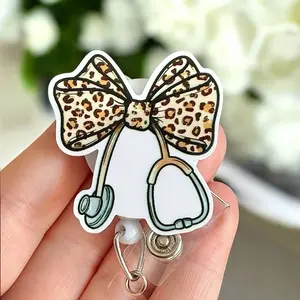 Glitter My Badge Cheetah stethoscope badge reel for nurse and hospital workers. Badge clip Badge pull - Retractable swivel clip with a 360 rotation. Great gift for coworker