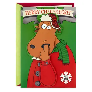 Hallmark Funny Musical Christmas Greeting Card with Motion (Nose-Picking Moose) - Perfect for the Holidays