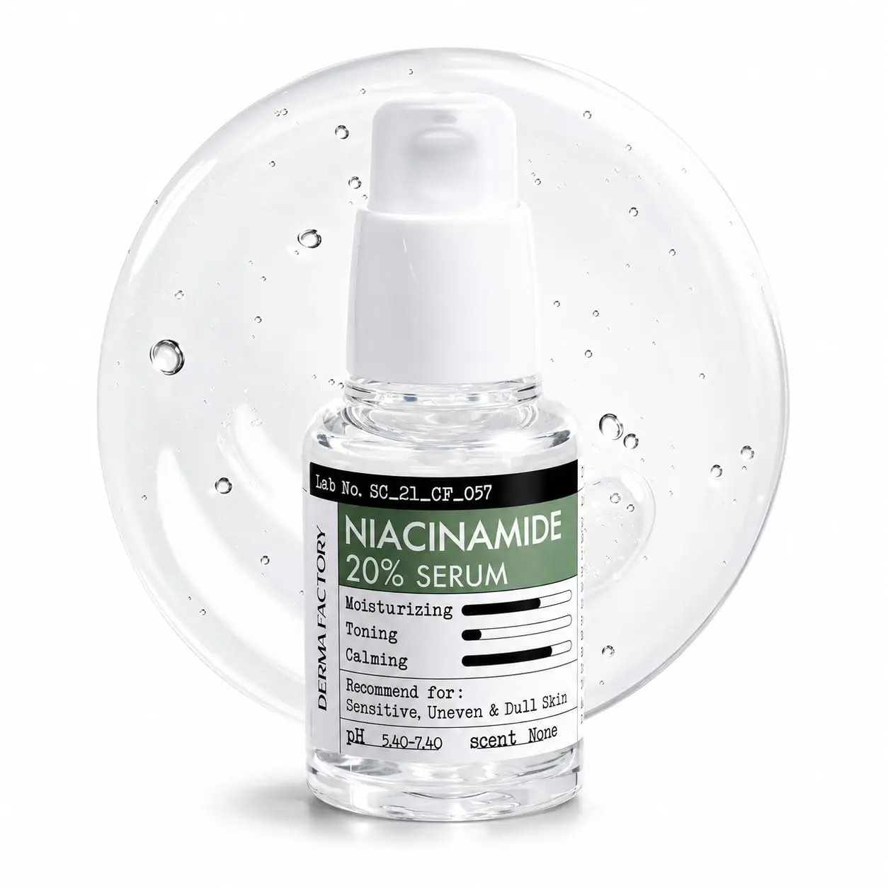 DERMA FACTORY Niacinamide 20% Face Serum for Oily Skin, Pore Care, Lightweight Fragrance-Free Korean Skincare with Rose Water & Glycerin, 1.01 fl oz (30 mL)