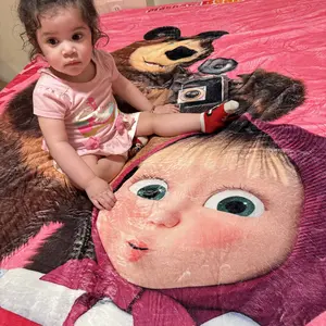 3D Masha And Bear Blanket Cute Cartoon Print Soft Flannel Plush Kids Throw For Bedroom Nursery Decor Gift
