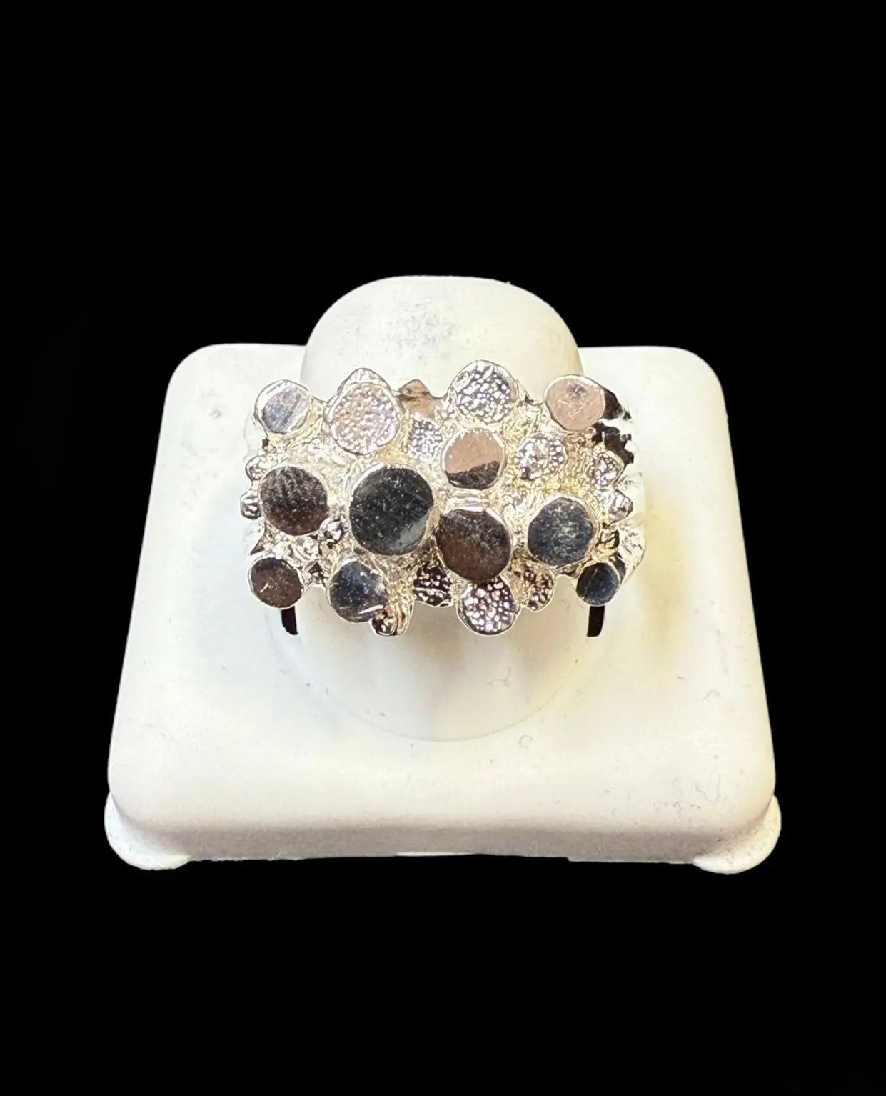 Ali Jewelers Unisex Multi-Size Silver Nugget Ring - Fashion Costume Jewelry Accessory