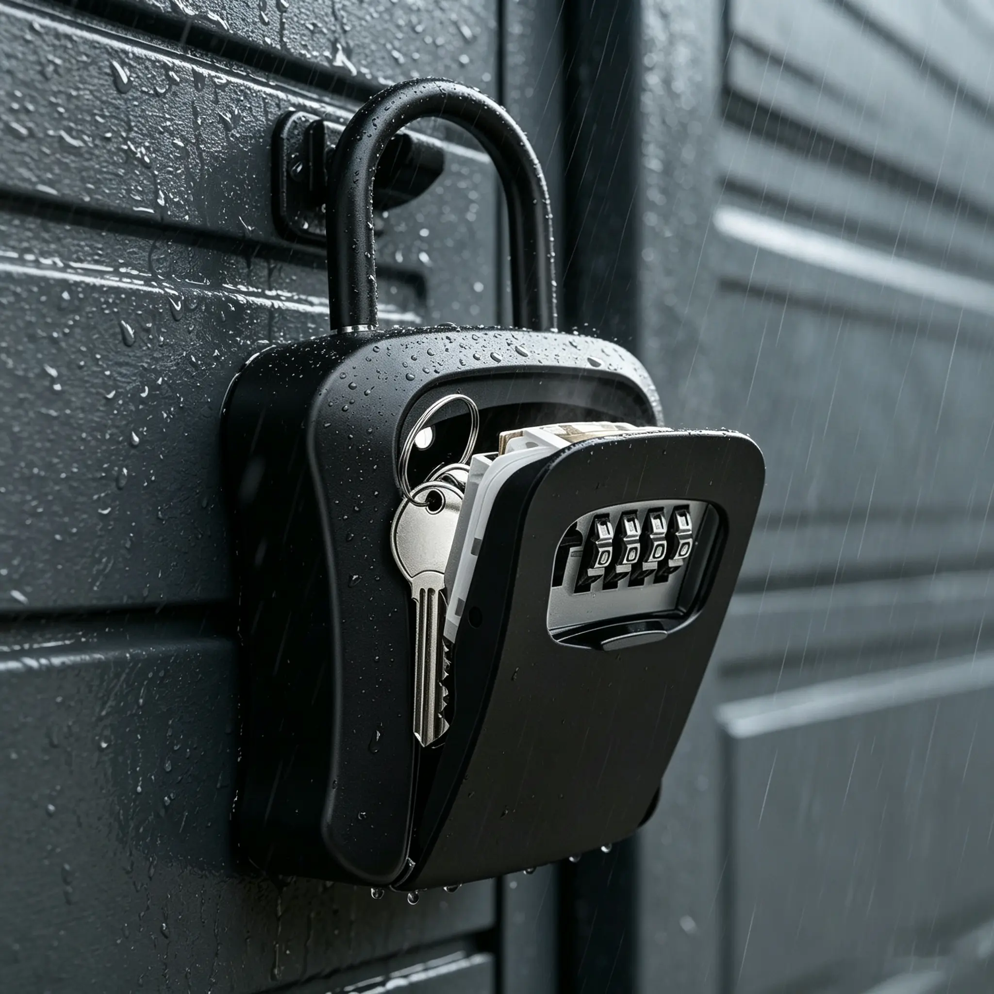 Portable Key Lock Box for Safe Storage, Waterproof ABS Safe with 4-Digit Combination for Hanging or Wall Mounting, Ideal for Realtors & Apartments, Anti Theft Safes