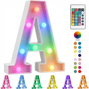 Colorful LED Letter Number Display Board, Remote Controlled Battery Powered Light with Flashing Modes, DIY Combinable Sign for Wedding, Engagement, Birthday Party, Home Decor & Birthday Gift