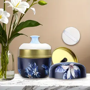 Multifunctional Body Powder Puff and Container for Dusting Powder, Women Powder Puff and Powder Case for Bath and Travel