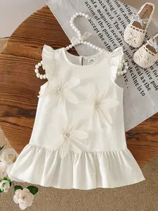 Girls' Summer Sweet Style Sunflower Decoration Dress, Casual Cute Sleeveless Design, Perfect for Daily Wear, Outdoors, Parties