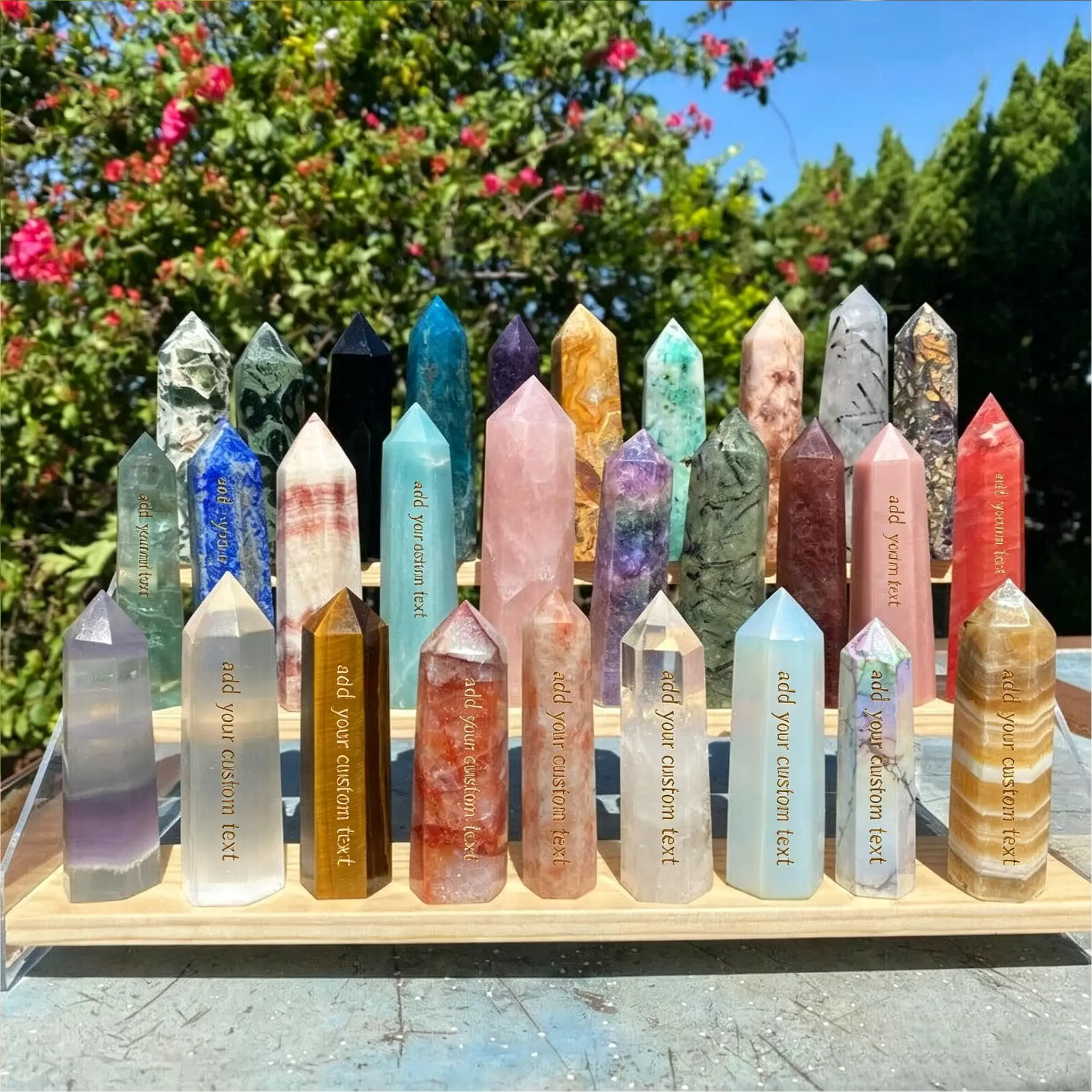 Assorted Mixed Gemstone Single Terminated Crystal Tower 8~9cm Natural Healing Chakra Manifestation Stone Engraved Crystal Collection Specimen Home Decor Spiritual Gift for Crystal Lovers