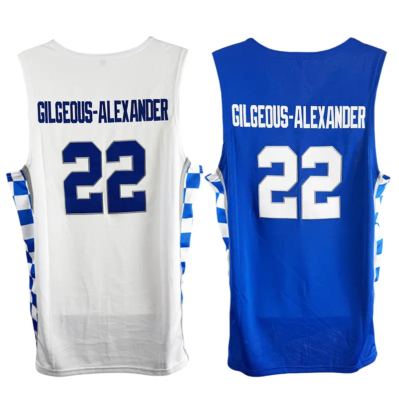 Men's Sleeveless Quick Dry Basketball Jersey, Blue White, #2/#22 Booker University Embroidered, Loose Casual Breathable Sleeveless Shirt, Xl