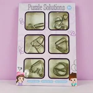 9-Link Puzzle Unlocking Ring Set, Brain Teaser Toy, Eye-Hand Coordination, Intellectual Training, Metal Lu Ban Lock, Party Gift Filler
