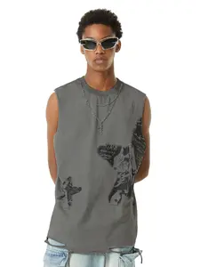 Thesupermade  Vintage Necklace Star Print Hip-hop Tank Top Casual Street Style