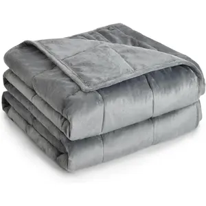 Weighted Blanket  Size 15lbs, Adult Weighted Blankets with Soft Warm Fabric for Sleeping and Calming, Adult Heavy Blanket for Sofa Bed, Grey, 48 x 72 inches