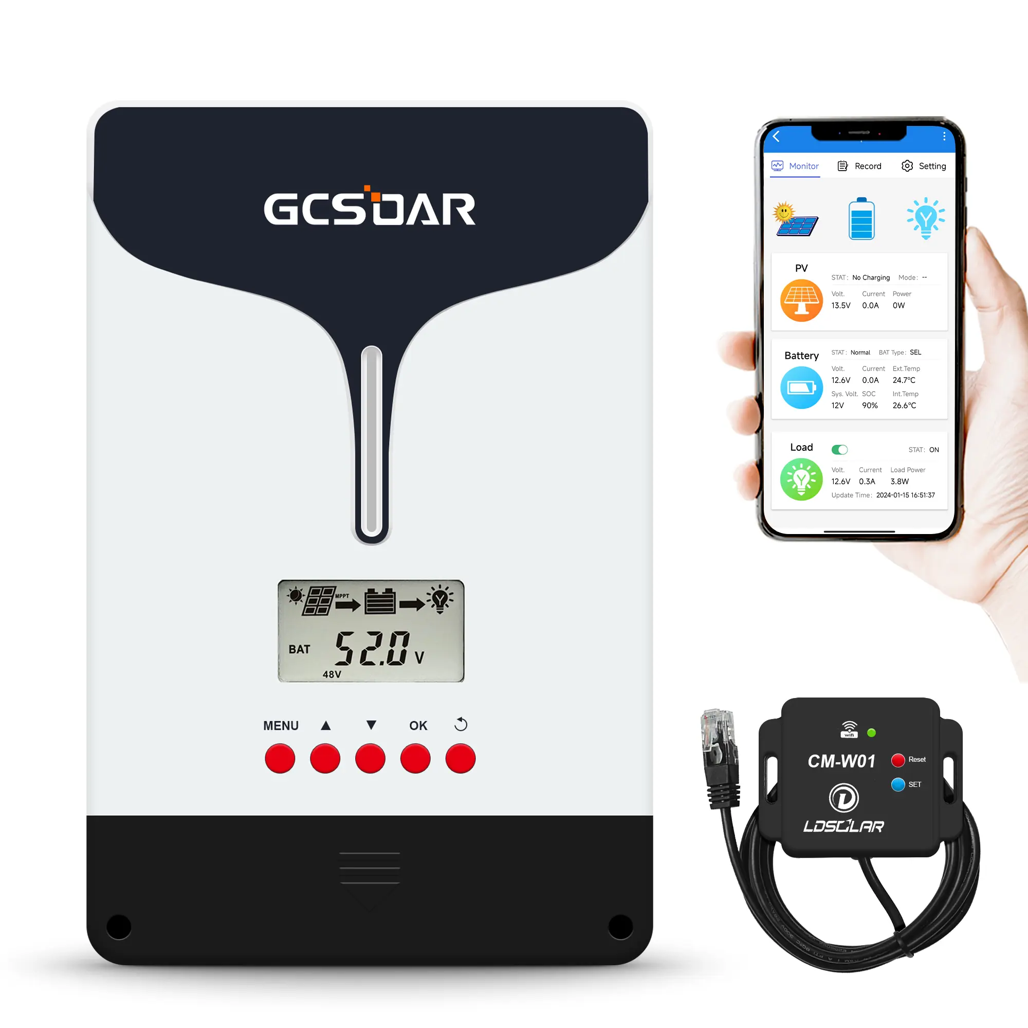 GCSOAR MPPT Solar Charge Controller 100A 12V/24V/48V Max PV 200V + WiFi Adatper APP Remote Monitor for Gel AGM Sealed Flooded LiFePO4 Lithium Battery