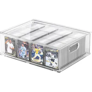 Trading Card Storage Box - Clear Large Storage Organizer Holds 3200 Cards with Foam Inserts Blocks – Display Case for TCG, MTG & Sports Cards (1-Pack)
