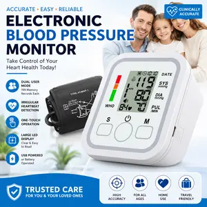Digital Blood Pressure Monitor for Home & Elderly – Accurate & Easy to Use, Large LED Display, Dual Users, Irregular Heartbeat Alert, Automatic Power Off, Comfortable Cuff