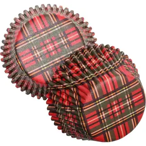 Paper Patterned Cupcake Liners, 50 Count, Green/Red