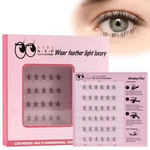 No Glue Needed! EYES NY "Kitty" 6mm Pre-Glued Lash Clusters | Press-On Upper & Lower Eyelashes | 3-Second DIY Lash Extensions
