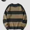 Men's Colorblock Striped Drop Shoulder Sweater, Loose-Fit Casual Long Sleeve Round Neck Knitwear for Fall & Winter Fashion, Colorblock Pullover