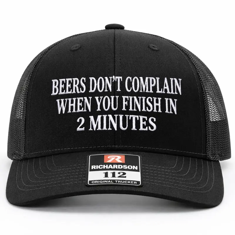 Beers Don't Complain Embroidered Trucker Hat, Funny Snapback Cap, Adjustable Mesh Baseball Hat, Unisex Novelty Gift