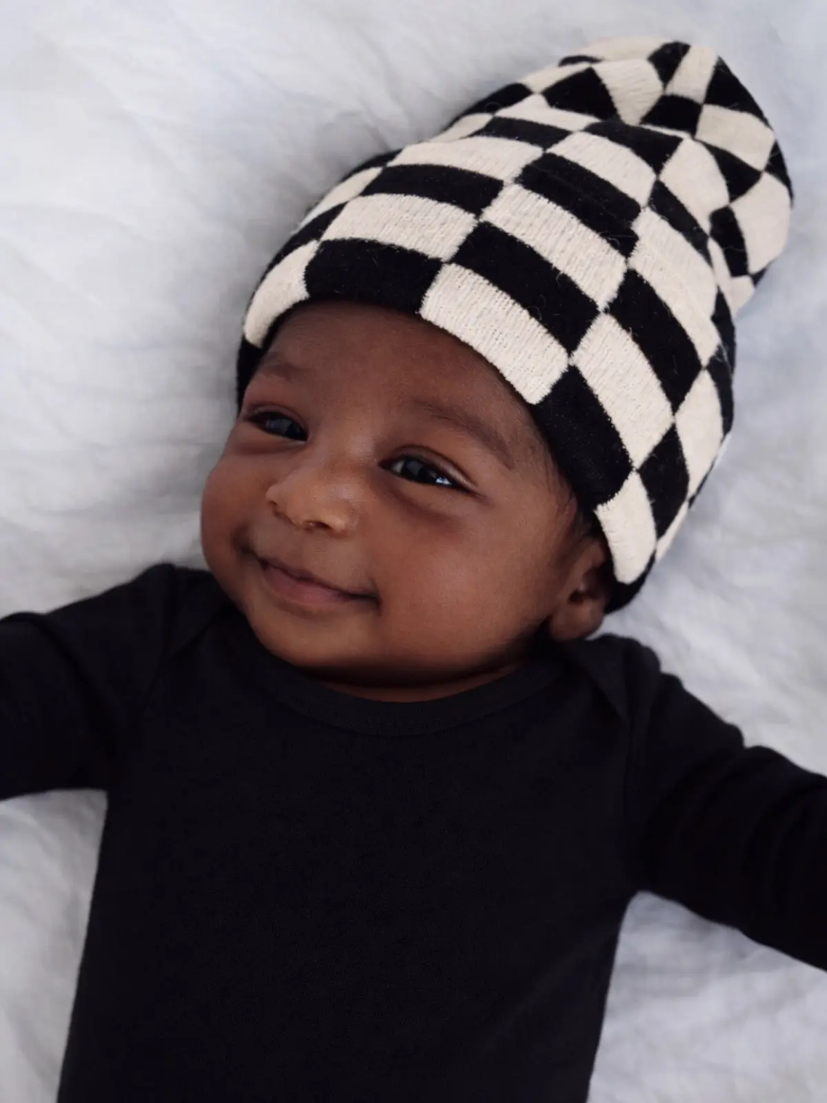 Baby's First Hat®, Black/Sand Checkerboard