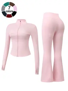 Women's Two-Piece Loungewear Set with Long Sleeve Zipper Jacket and Wide Leg Pants, Perfect for Travel and Home Comfort, Casual Fashion Sleepwear