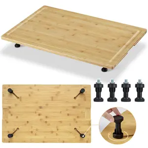 Bamboo Cutting Board Stovetop Cover, 30"x20" Extra Large Noodle Board with 4 Removable Feet, Juice Groove, Wooden Stove Top Covers for Electric Stove