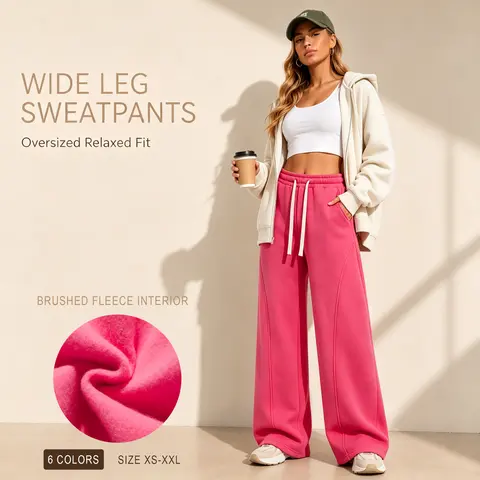 Women's Casual Wide Leg Sweat Pants, Casual Comfy Loose Fitting Trousers, High Waist Minimalist Fashion Sweatpants Womenswear, Basic Style Straight Leg Jogger Pants Streetwear