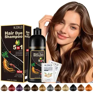 Natural Dark Chocolate Hair Dye Shampoo 5-in-1 - 100% Gray Coverage in 10-15 Minutes for Women & Men, Long-Lasting Brown Color with Natural Herbal Ingredients, Safe Shampoo Tinte Para ElCabello, Nourishing Formula Champu Para Canas 16.9 Fl Oz