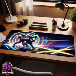 Umbreon Glaceon Mouse Pad Pokemon - Desk Mat Umbreon Gaming Mousepad XL Mouse Pad Large Desk Mat Neon Anime Desk Mat Gamer Setup Gift