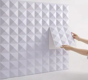 BRODARK 3D Wall Panel Diamond Texture PVC Waterproof Fireproof Wall Sticker 30x30cm (11.8x11.8in) Self-Adhesive Decor for Living Room Bedroom Hotel Office TV Background 10 Pieces Per Box Includes a roll of tape for installation
