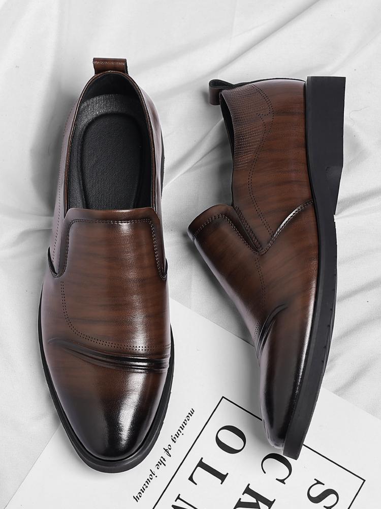 Men’s Classic Faux Leather Slip-On Ankle Dress Loafers - Business Formal Office Footwear with Rubber Sole, Wedge Design, Father’s Day Gift Option, US 10.5 (CN 45, 27.5cm Length)