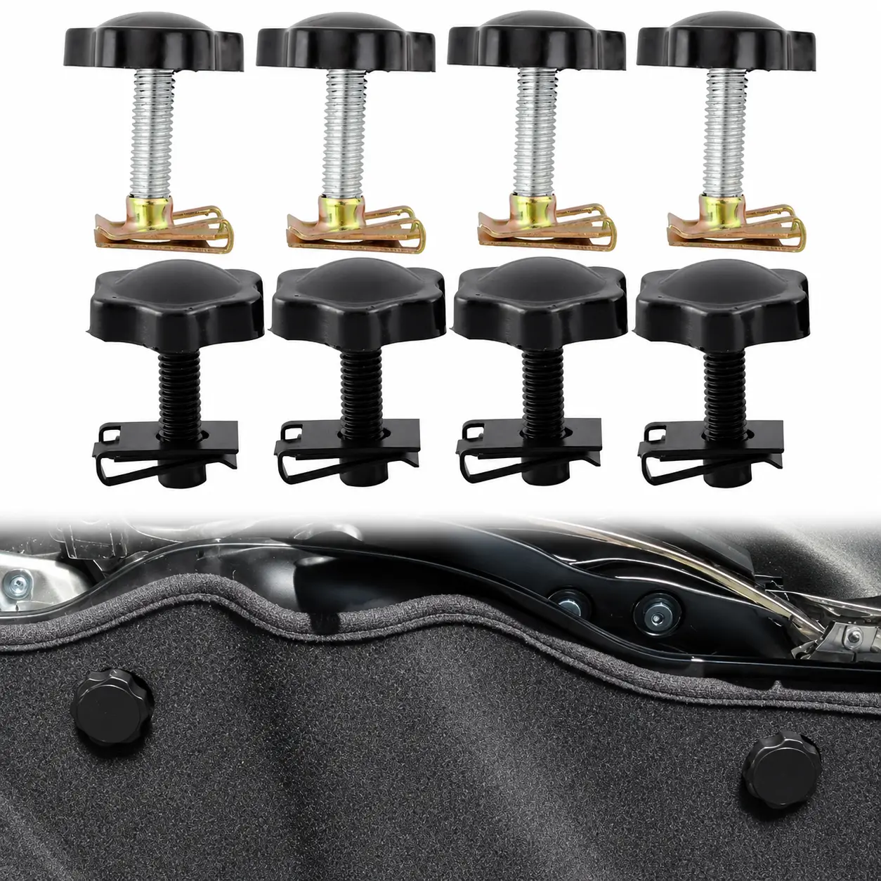 Quick Release Saddlebag Lock Bolts Kit 4PCS Black Knob Fastener Hardware with U-Clips Tool-Free Mounting Replacement for Harley Touring Road Glide Street Glide Electra Glide Road King 1993-2017 Hard Saddlebags Bail Head Twist Release