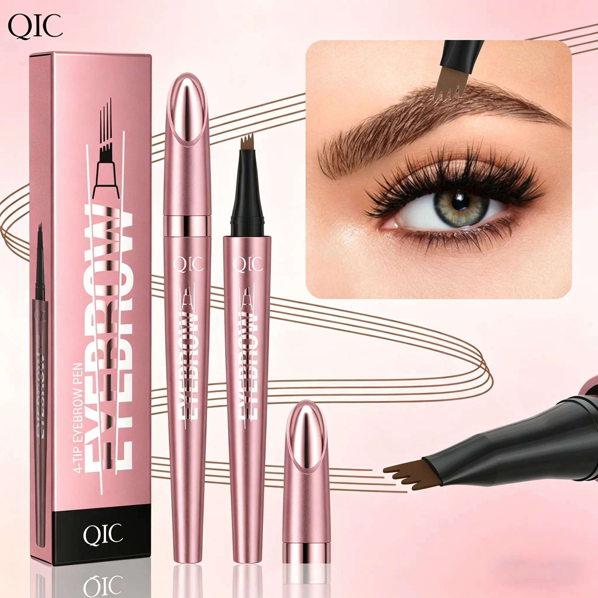 Micro-Fork Tip Eyebrow Pen - Waterproof, Long-Lasting Liquid Brow Definer for Natural Hair-Like Strokes and Precise Styling, Eyebrow Shape, Brow Styling