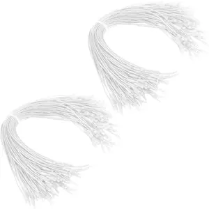 200 PCS White Christmas Ornament Hooks String Ribbon Hangers with Snap Locking Hanging Ropes Toddler Proof Adjustable for Xmas Holiday Tree Decorations