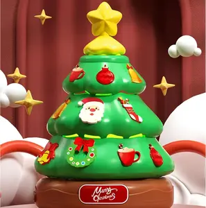 Christmas Tree Bubble Machine with Rotating Light-Up Music Box – Rechargeable Holiday Decoration & Bubble Blower for Kids' Parties, Perfect Birthday Gift