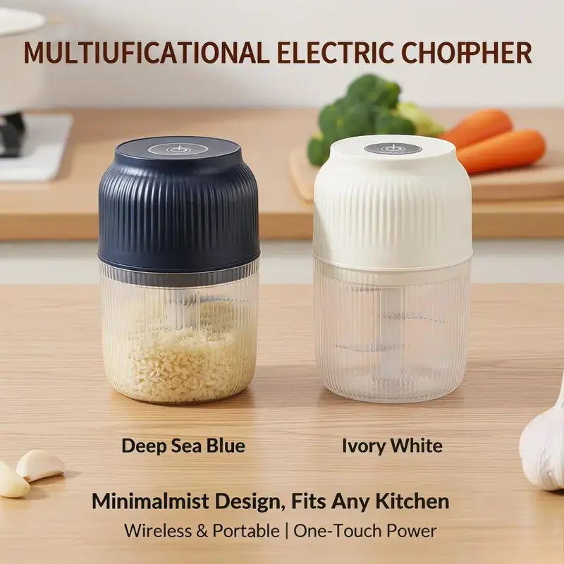 Rechargeable Electric Garlic Mincer, Portable Mini Garlic Grinder, Household Food Processor for Garlic, Onion, Ginger & Baby Food, Small Vegetable Chopper