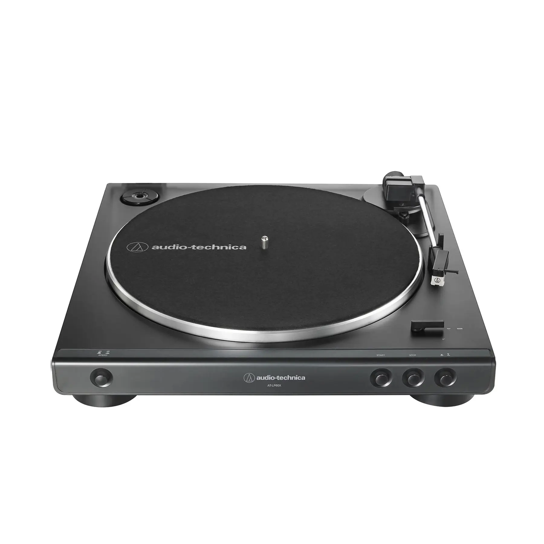 Audio-Technica AT-LP60X-BK Sturdy Compact Automatic Turntable - Black, Automatic Start-Stop Buttons, Open Box Special, Record Listening Device, Aux Input, Dual RCA, Reliable