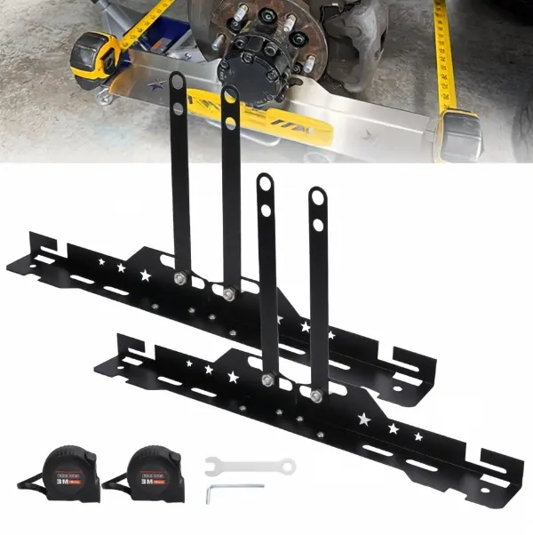 Wheel Alignment Tool Kit, Toe Plates with 2 Tape Measures, No Caliper Removal, DIY Front End Alignment Tools for Cars, Trucks & SUVs, Black